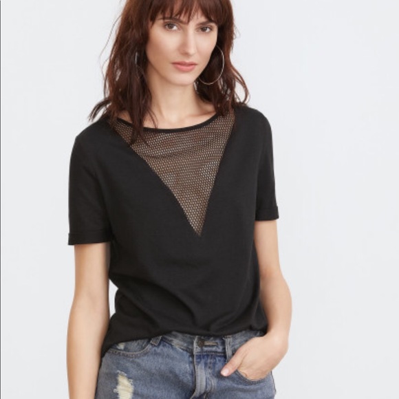 Boutique Tops - MUST GO - Black Short Sleeve Front Mesh Top